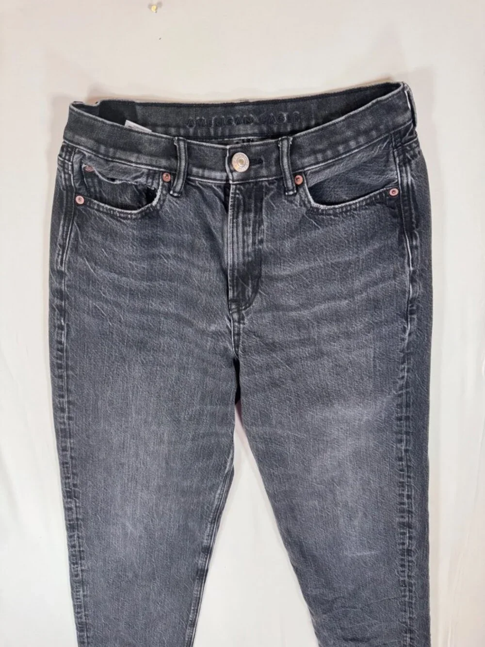 American Eagle Jeans 90s Boyfriend Black Size 8 High Rise Relaxed Retro Grunge